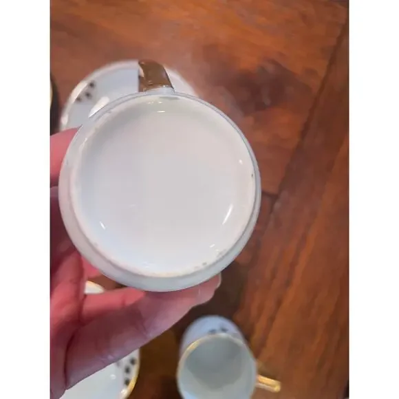 Vintage Victoria Austria Demitasse/Espresso Cup & Saucer, Gold, Black, Set of 10